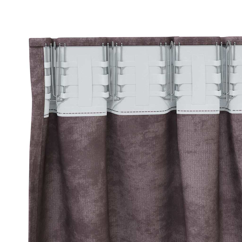 Curtain with Curtains 2 pcs Brown 245 x 140 cm Velvet